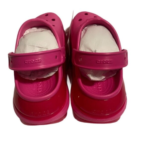 NIB Crocs Pink Mega Crush Embossed Logo Clogs rubber slip-on loafers sandals 8 - Picture 5 of 6